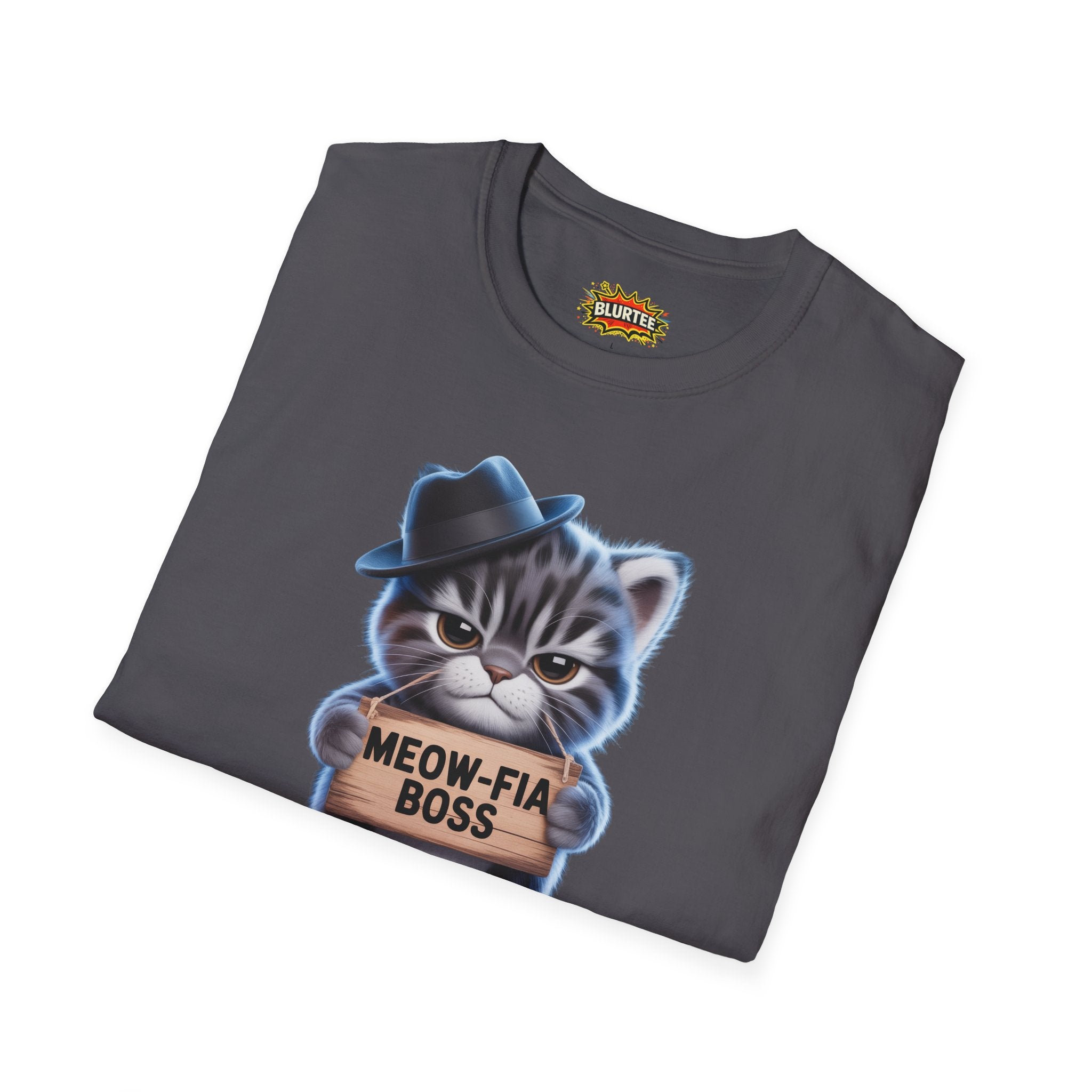 Meow-fia Boss (Mafia Boss) Funny Shirt | Funny Cat Shirt | Sarcastic Pun Tee | Unisex Graphic Tee | BLURTee