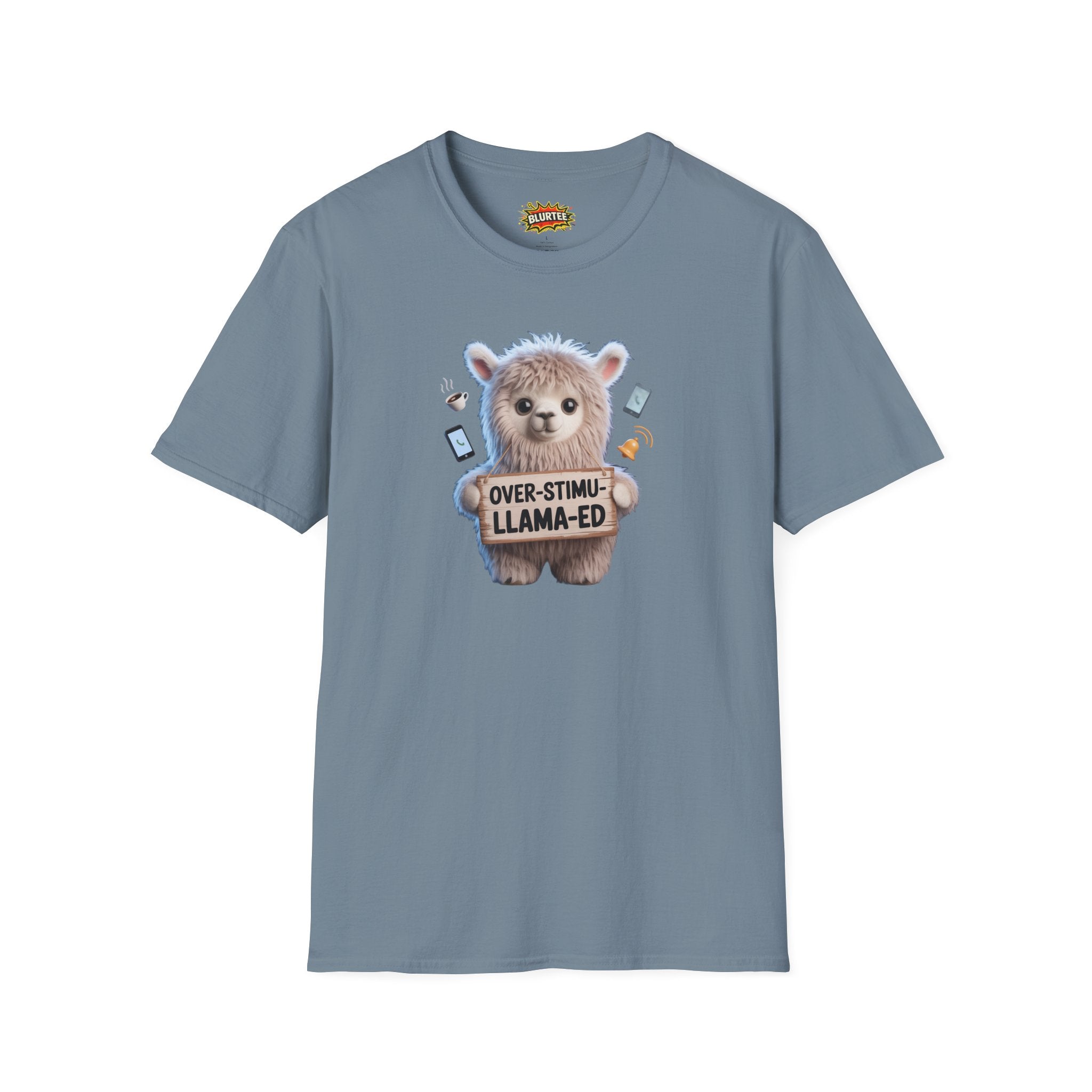Over-Stimu-Llama-ed (Overstimulated) Funny Shirt | Funny Llama Shirt | Sarcastic Animal Tee | Unisex Graphic Tee | BLURTee
